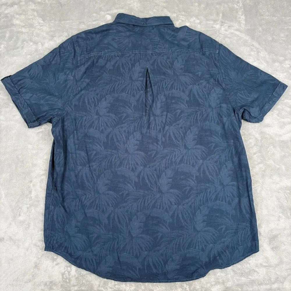 Tommy Bahama Mens‎ Large Blue Palm Tree Print Button Up Shirt Tropical Resort